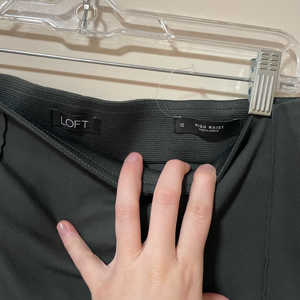 Flared olive green slacks